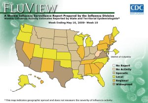 CDC map showing reports of flu